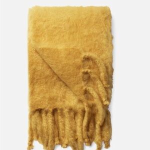 Jonathan Adler Gold 100% Mohair Blanket Throw